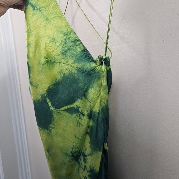 Assembly New York Tie Dye Satin Bias Strap Dress Citrus Size Medium - Picture 11 of 11